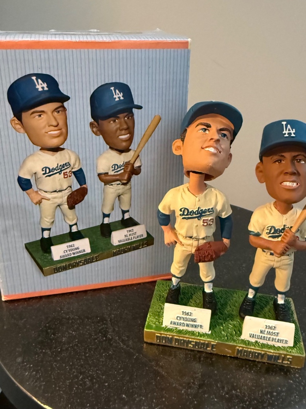 Dodgers Stadium 50th Anniversary Don Drysdale & Maury Wills Bobblehead Set